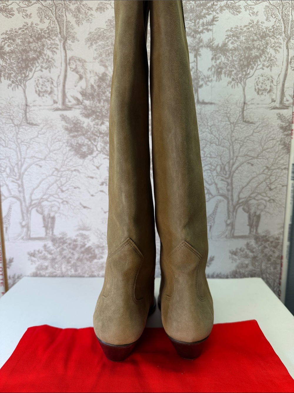 Isabel Marant Denvee Boot in Taupe tan suede leather knee high cowboy heel - Picture 6 of 8